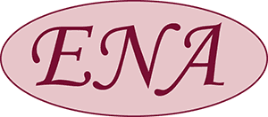 mauve oval with maroon letters e, n, a inside; earl newman associates